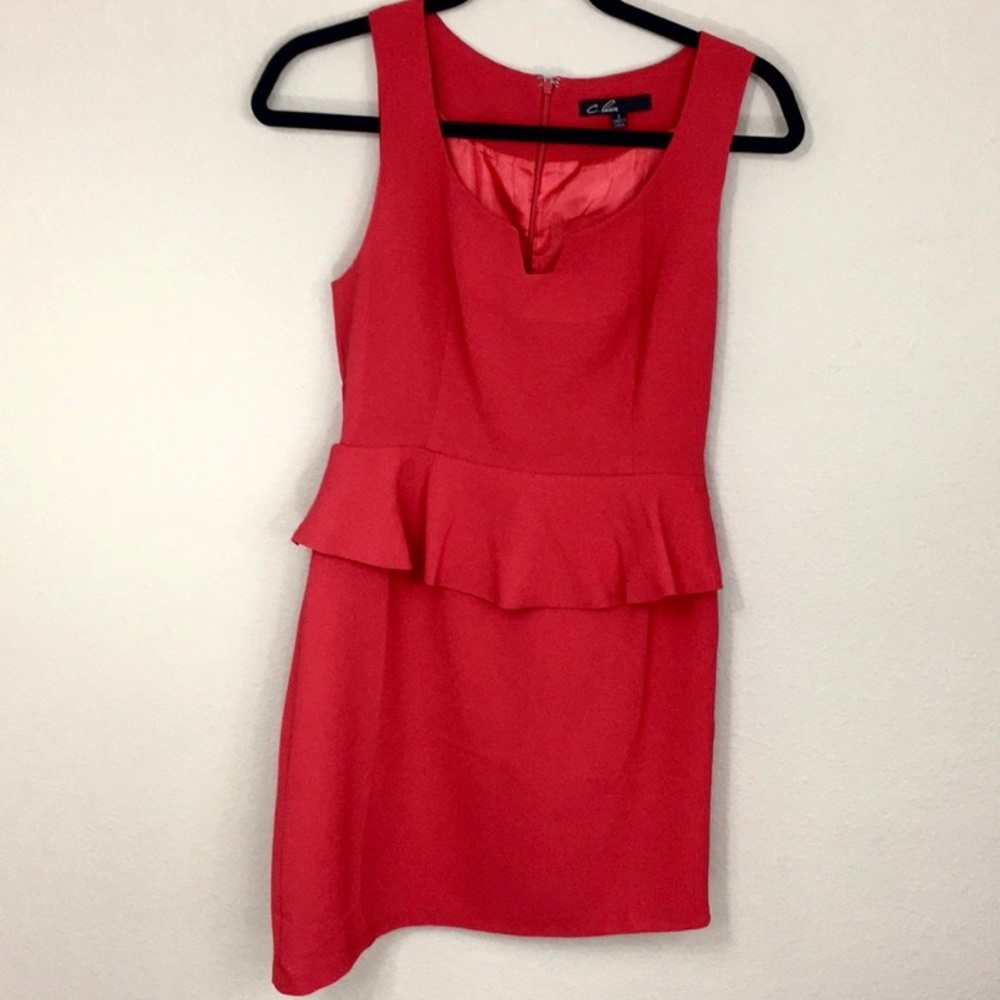Red Cocktail Dress with Peplum Waist